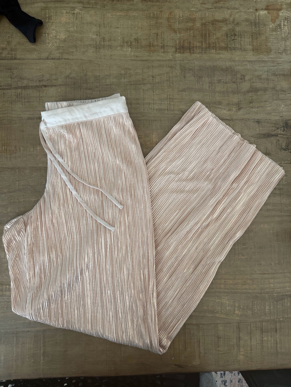 Metallic Ribbed Blush Pajama Bottoms